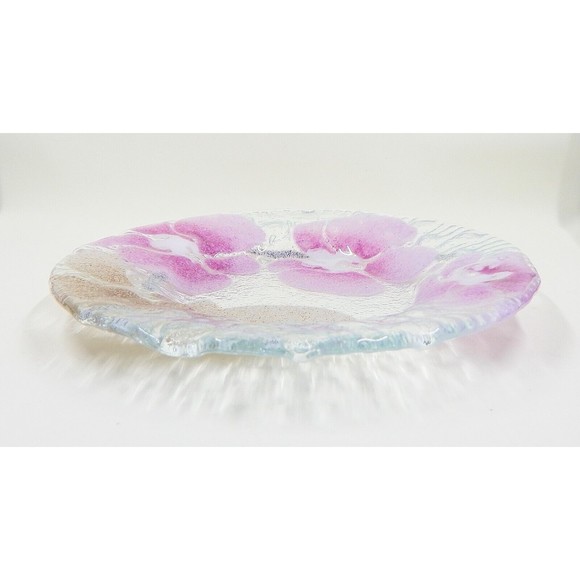 Sydenstricker Fused Art Glass Pink Orchid Small Plate 7" - Picture 6 of 9